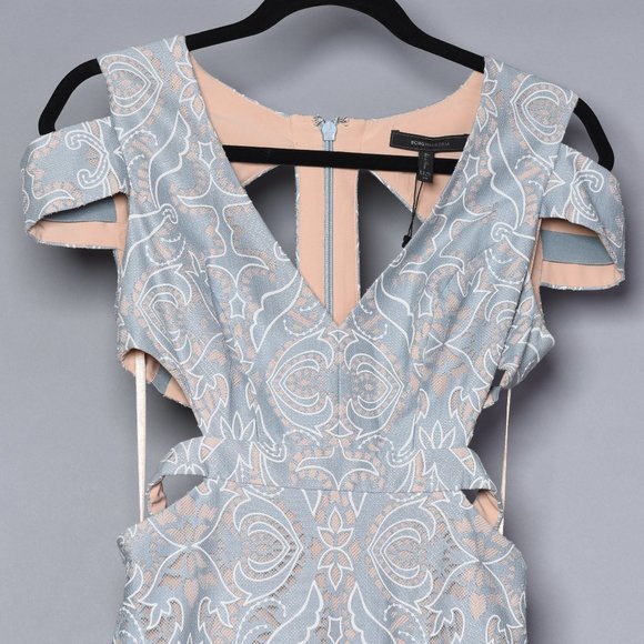 BCBGMAXAZRIA Ava Cut Out Gown Blue Frost Size 2 - Picture 4 of 9